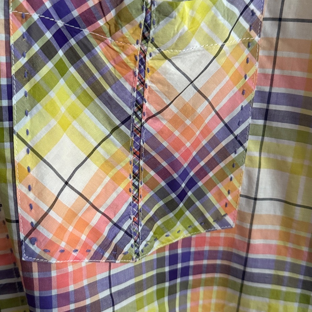 Bugatchi Multicolor Plaid Cotton long sleeve dress Shirt made in Italy - Picture 3 of 6